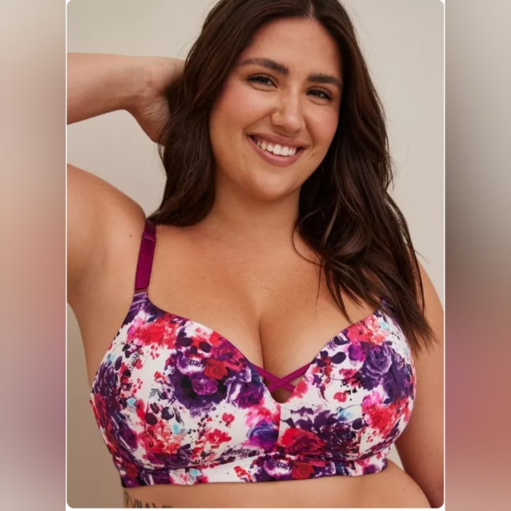 Torrid Purple and Red Floral Bra Supportive Sleepwear